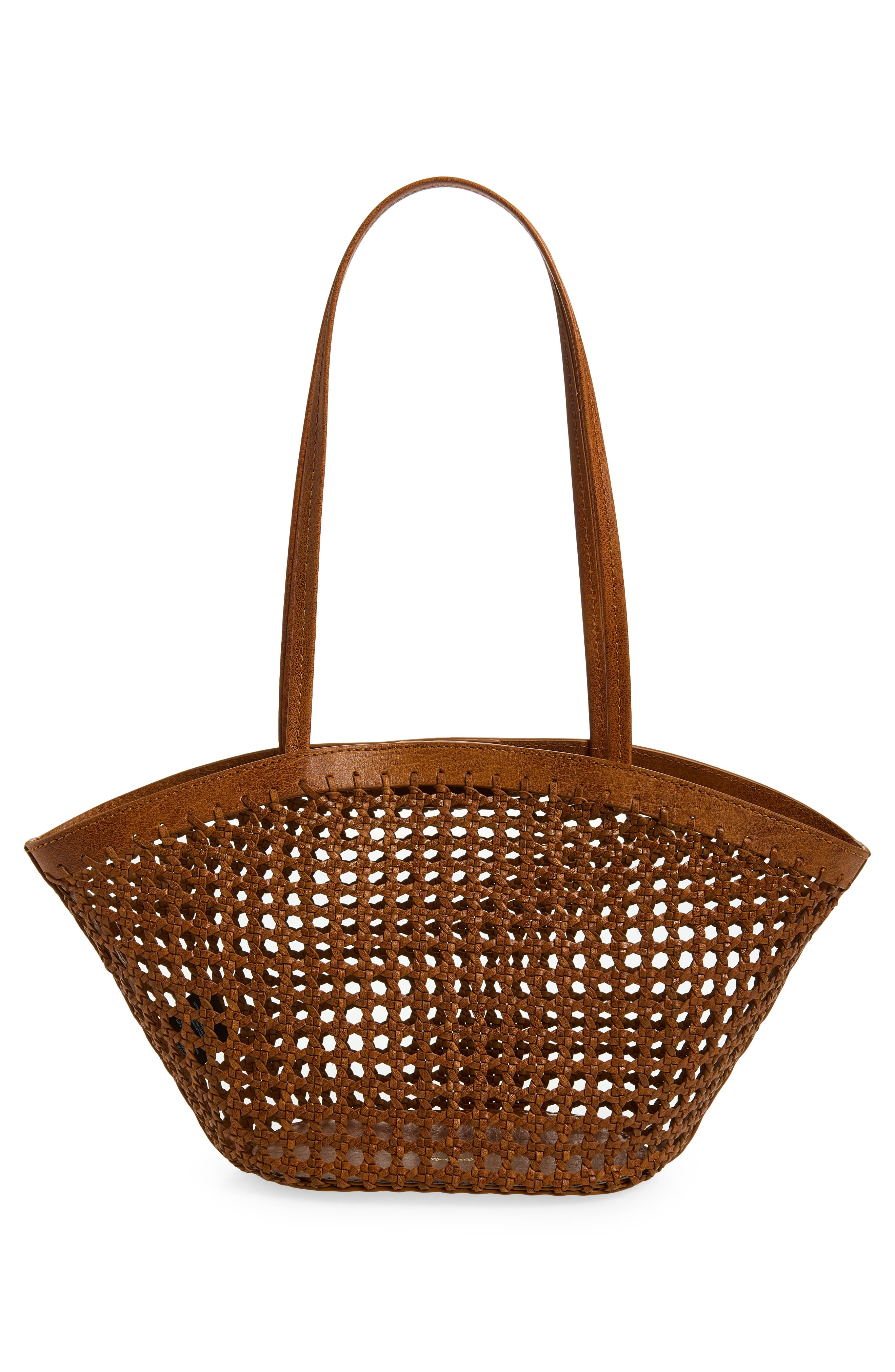 Madewell Caning Woven Leather Tote, Alternate, color, Toasted Coconut
