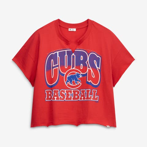 Women's '47 Red Chicago Cubs Plus Size Win Big Oversized Notch-Neck T-Shirt