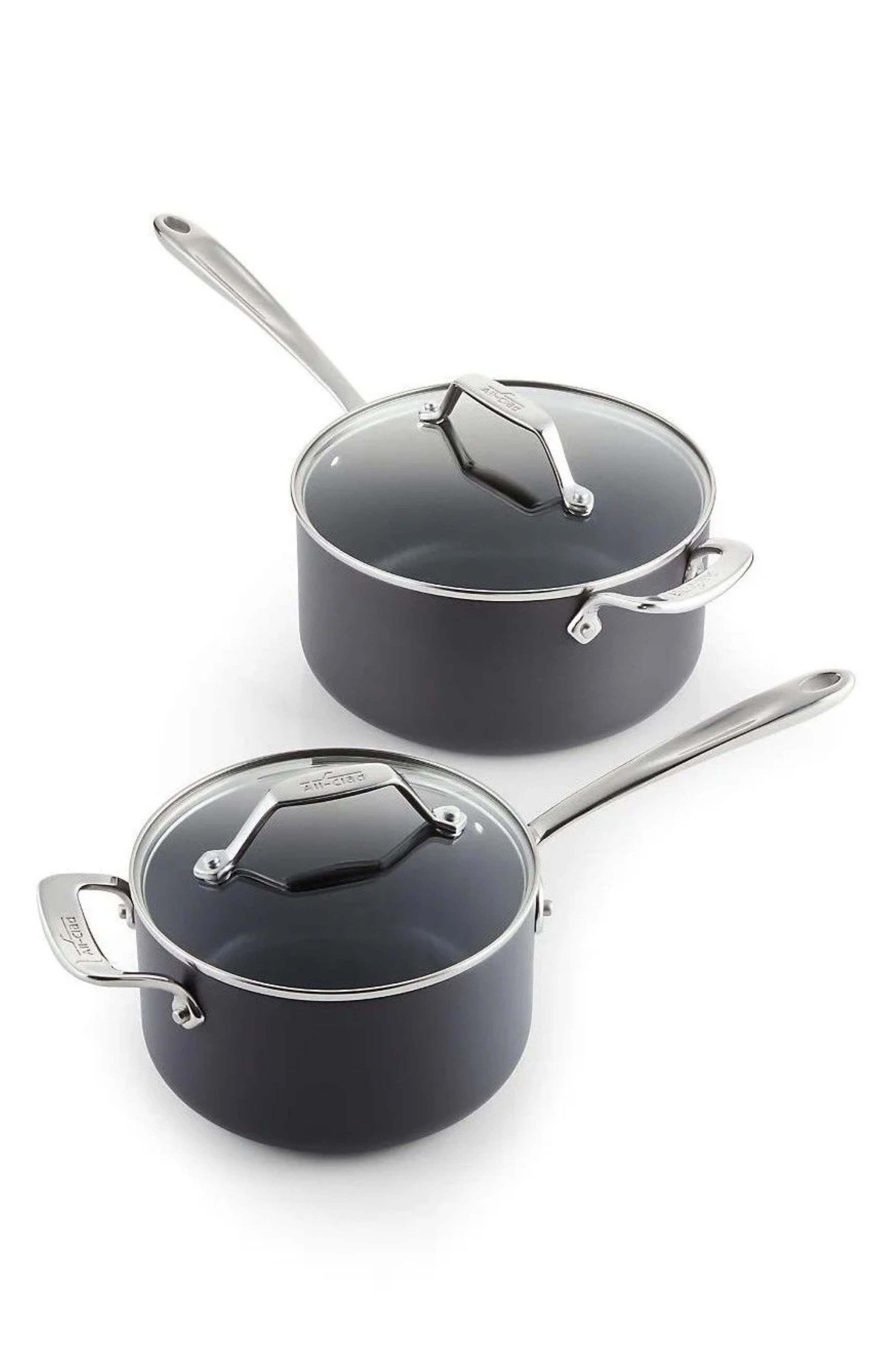 All-Clad Hard Anodized Aluminum 2.5-Quart & 4-Quart Nonstick Saucepan Set - Silver