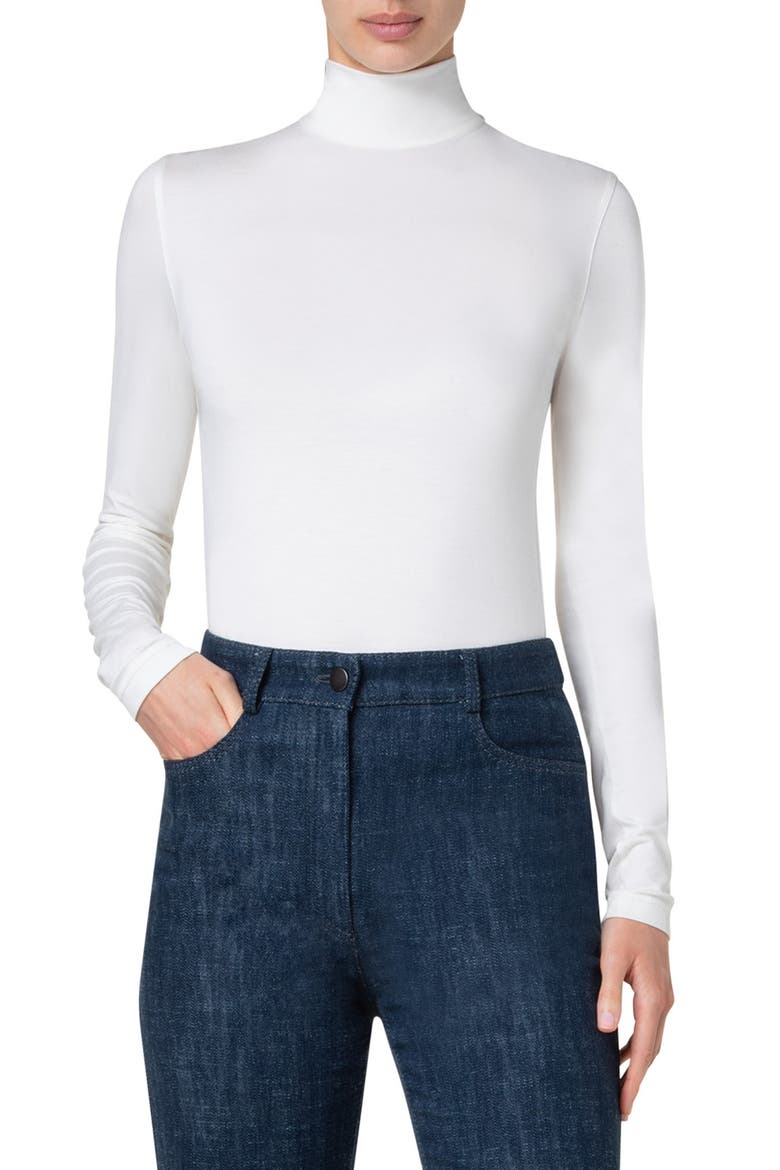 Mock Neck Stretch Modal Top, Main, color, 211 OFF WHITE