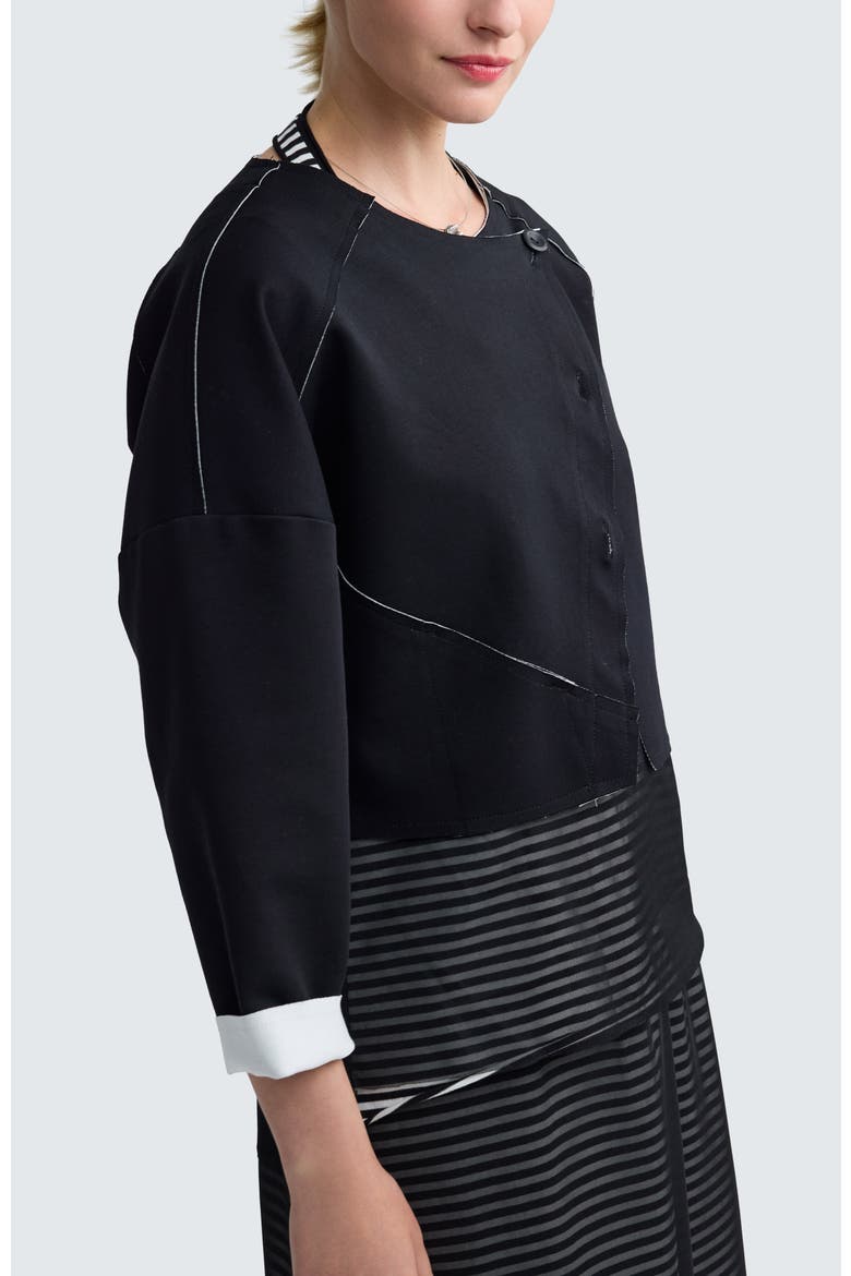 Mirelle Contrast-Stitch Cropped Jacket, Alternate, color, Black
