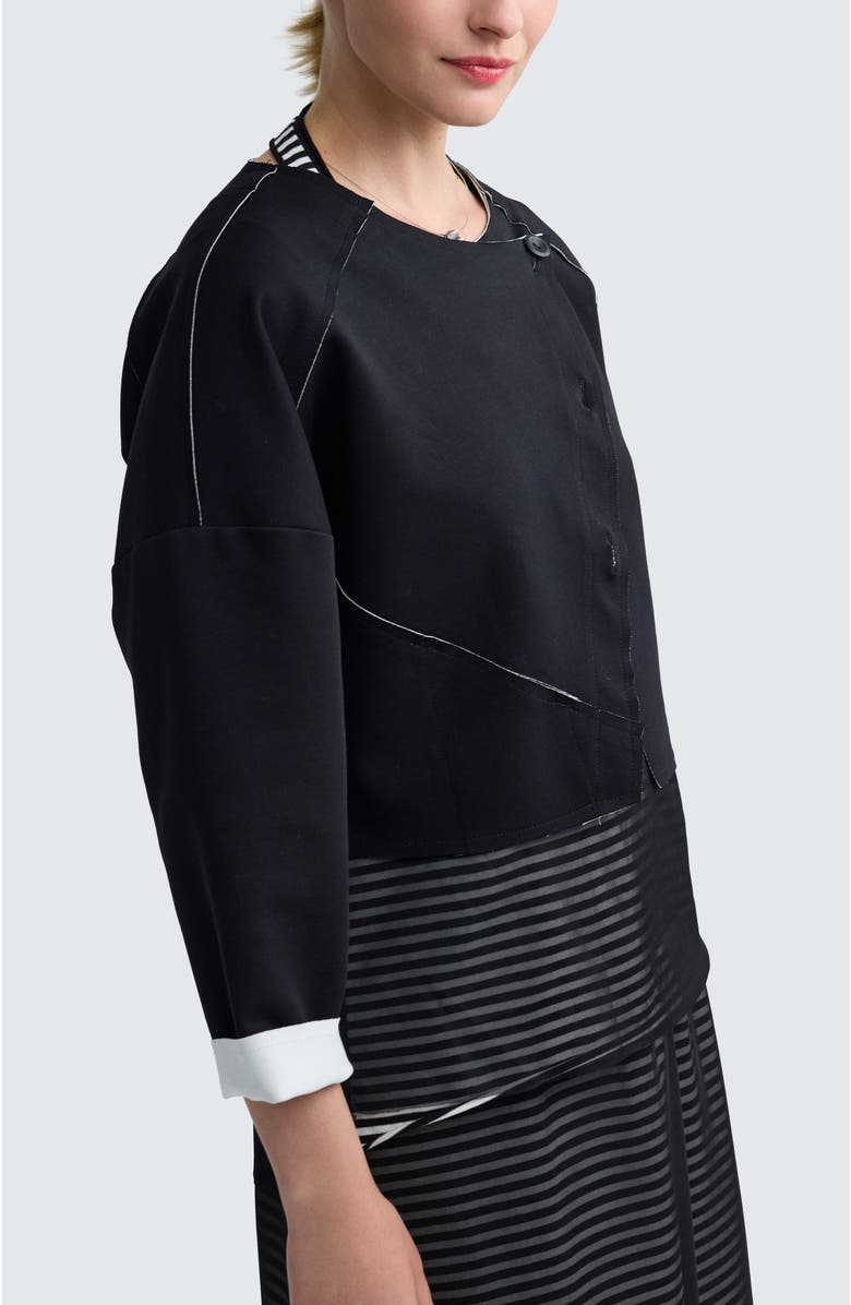LUUKAA Mirelle Contrast-Stitch Cropped Jacket, Alternate, color, Black