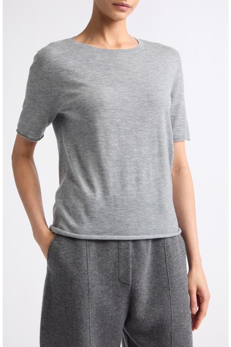 Ari Short Sleeve Cashmere Sweater, Alternate, color, DARK MIST