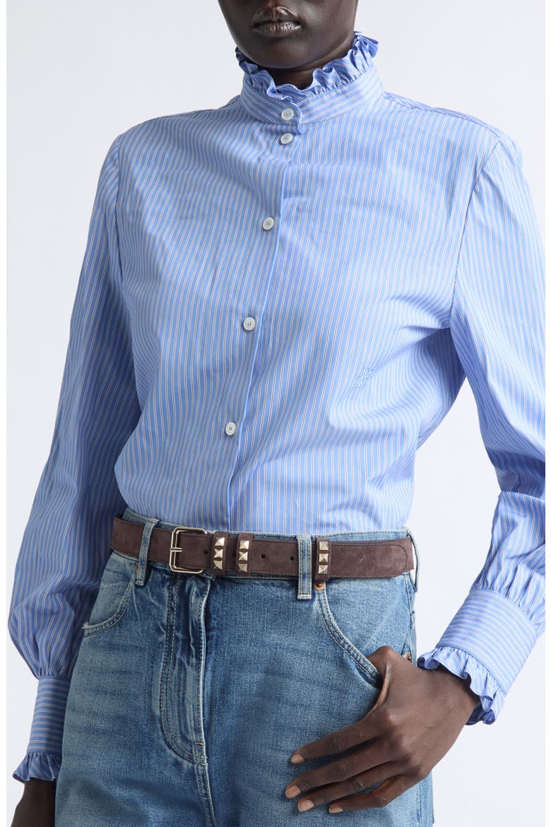 Rockstud Suede Belt, Alternate, color, BROWN