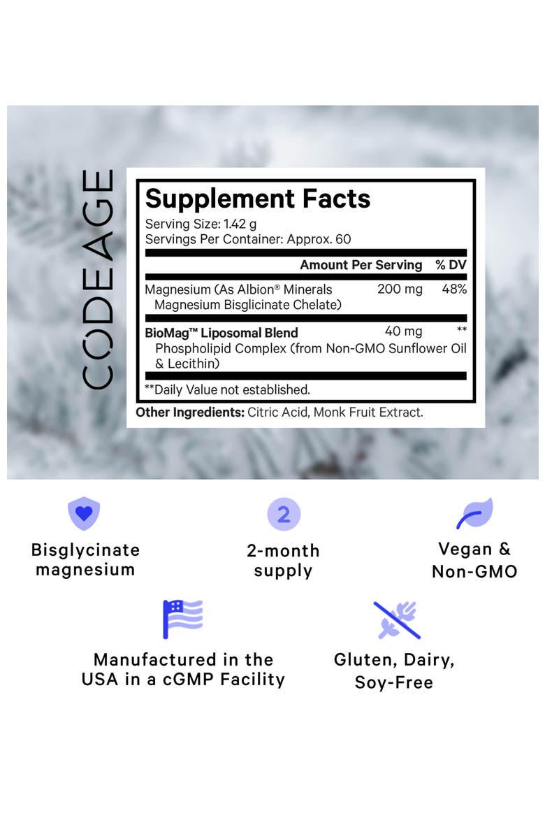 Magnesium Glycinate Powder Supplement 2-Month Supply, Alternate, color, White