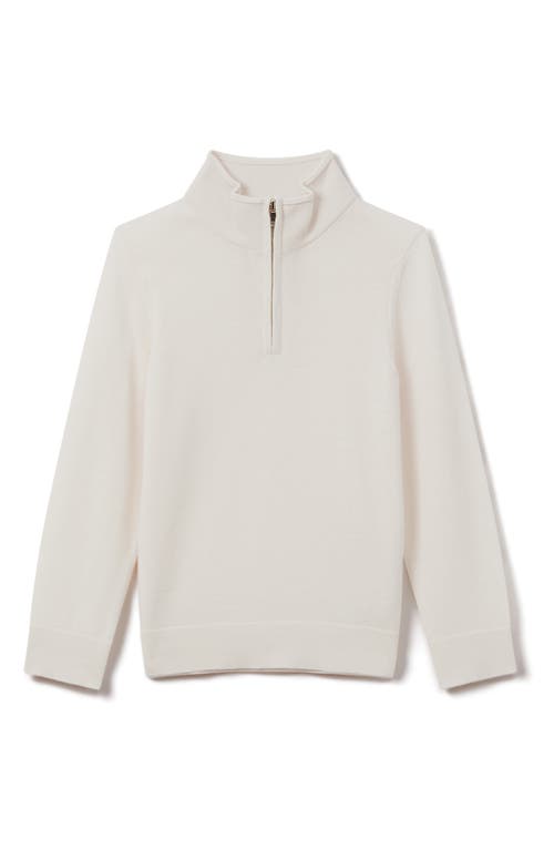 Reiss Kids' Blackhall Quarter Zip Wool Sweater In White