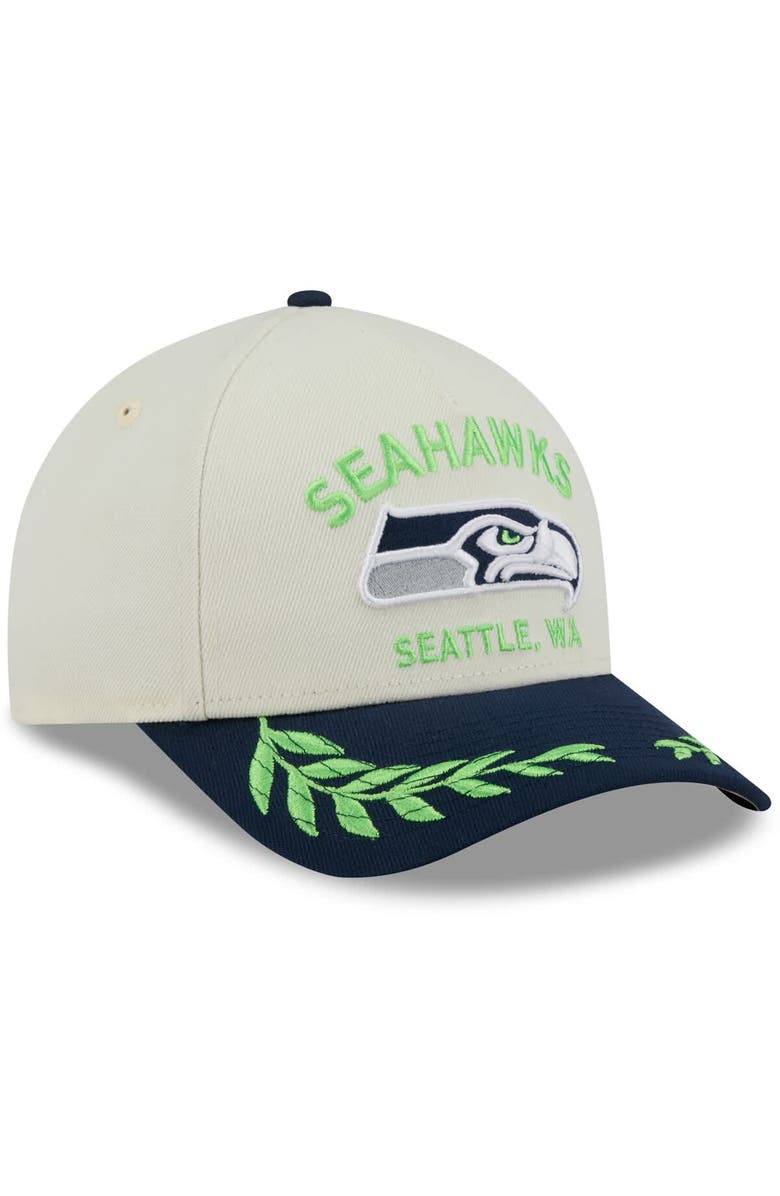New Era Men's New Era Cream/College Navy Seattle Seahawks 2025 NFL Draft 9FORTY A-Frame M-Crown Adjustable Hat, Alternate, color, Cream