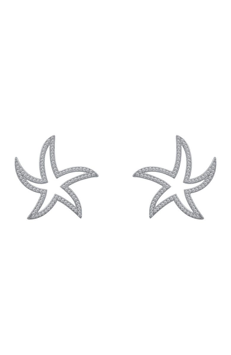 Lafonn Platinum Bonded Sterling Silver Glitz Starfish Stud Earrings, Main, color, 
