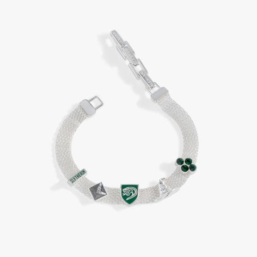 Alex And Ani Harry Potter Slytherin Mesh Charm Bracelet In Silver