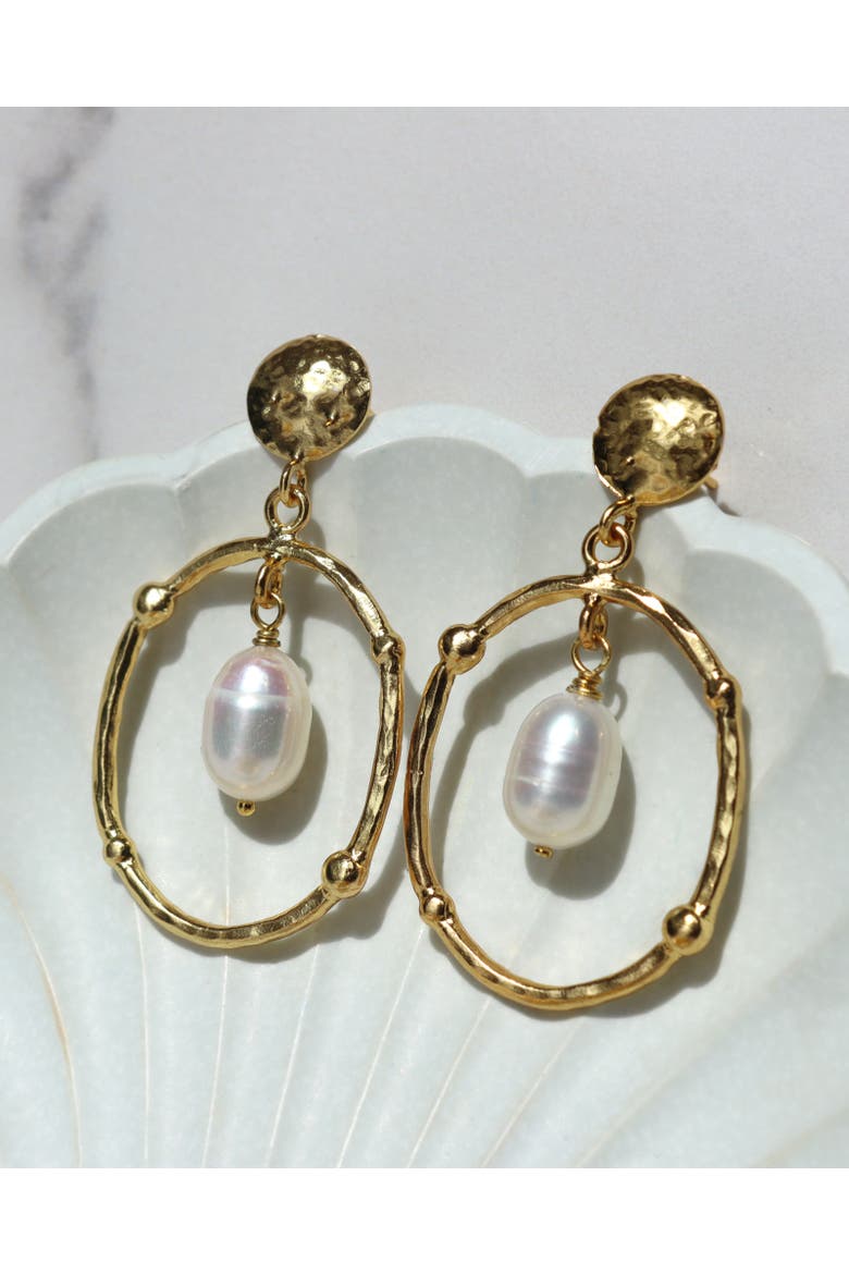 Sloane Drop Stud Earrings, Alternate, color, Brass