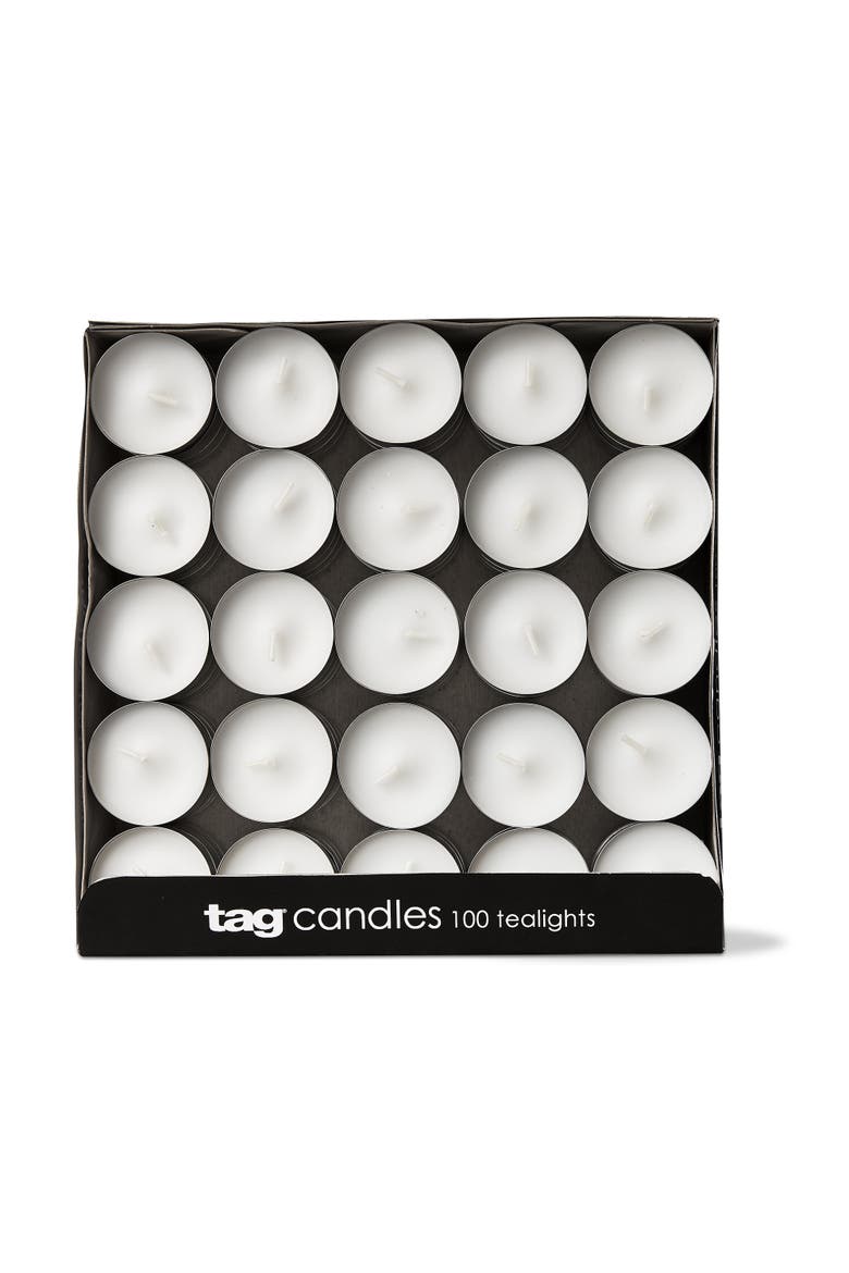 Color Studio Unscented White Paraffin Tealight Candles 100, Main, color, White