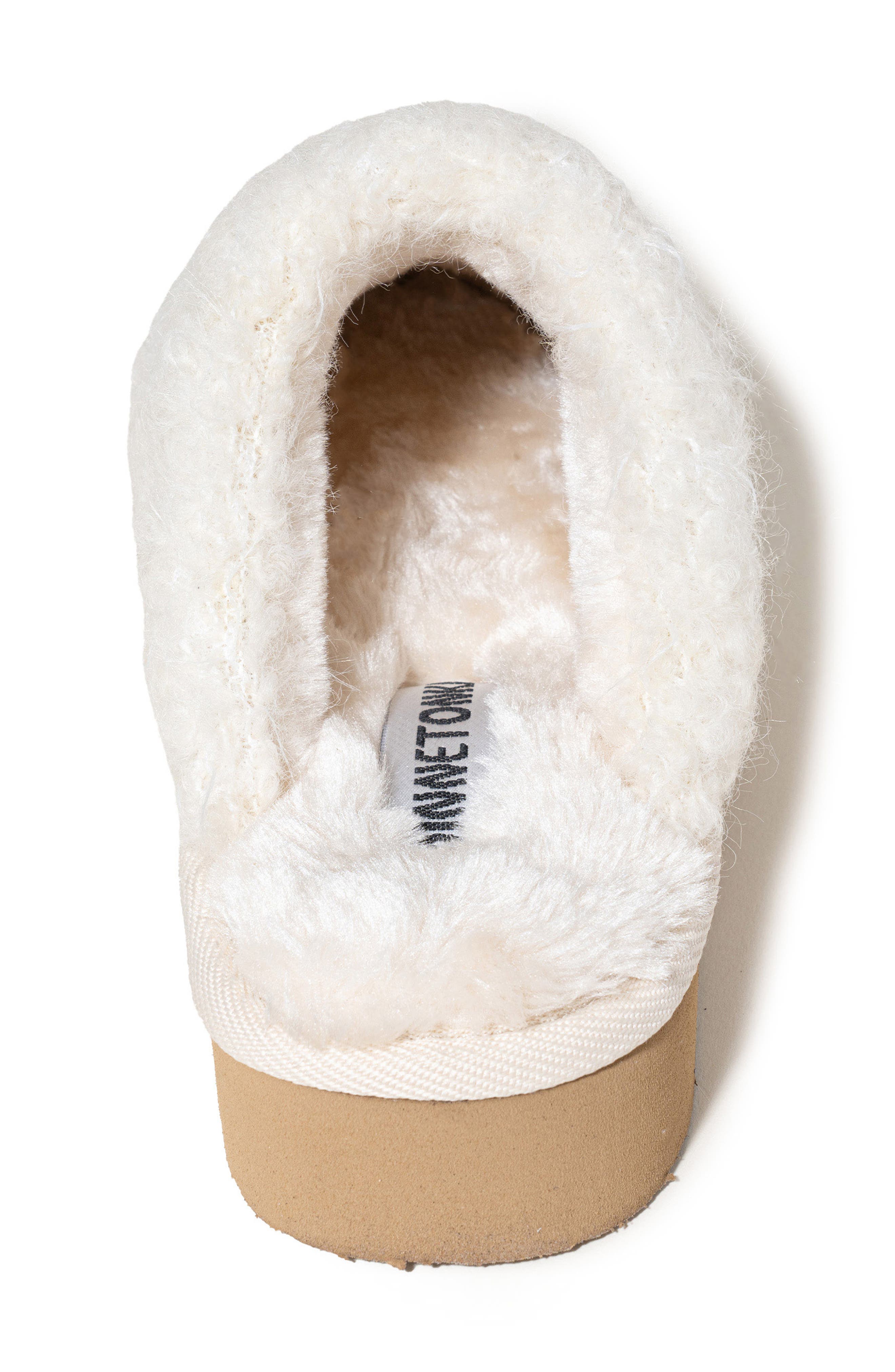 Minnetonka Reindeer Wool Blend Scuff Slipper, Alternate, color, Stone