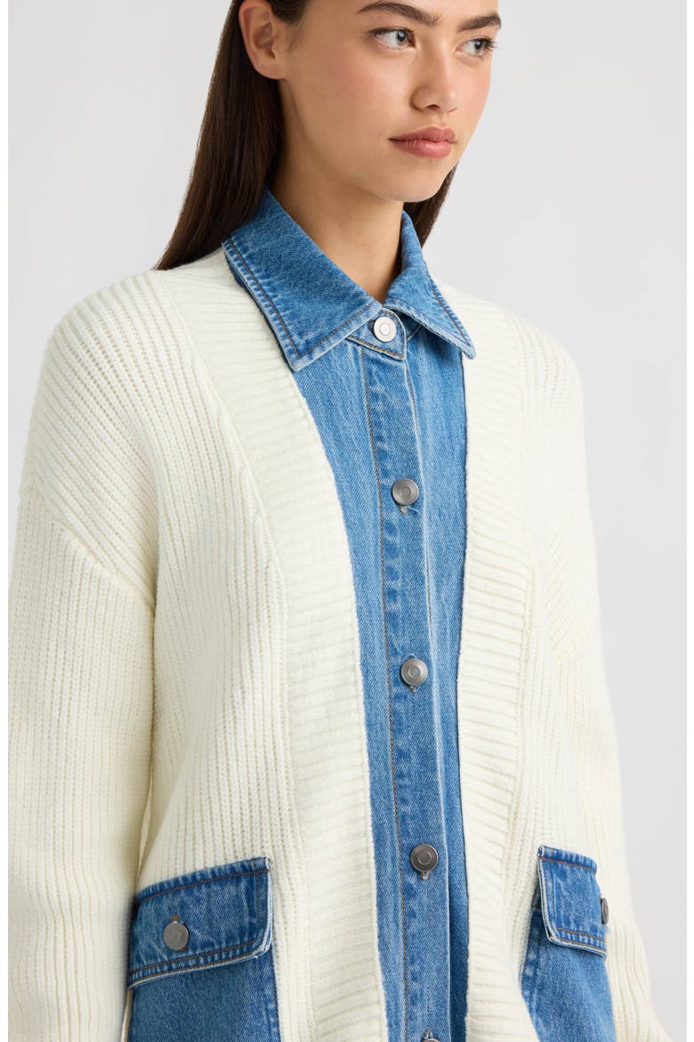 Long Mixed Media Cardigan, Alternate, color, MARSHMALLOW