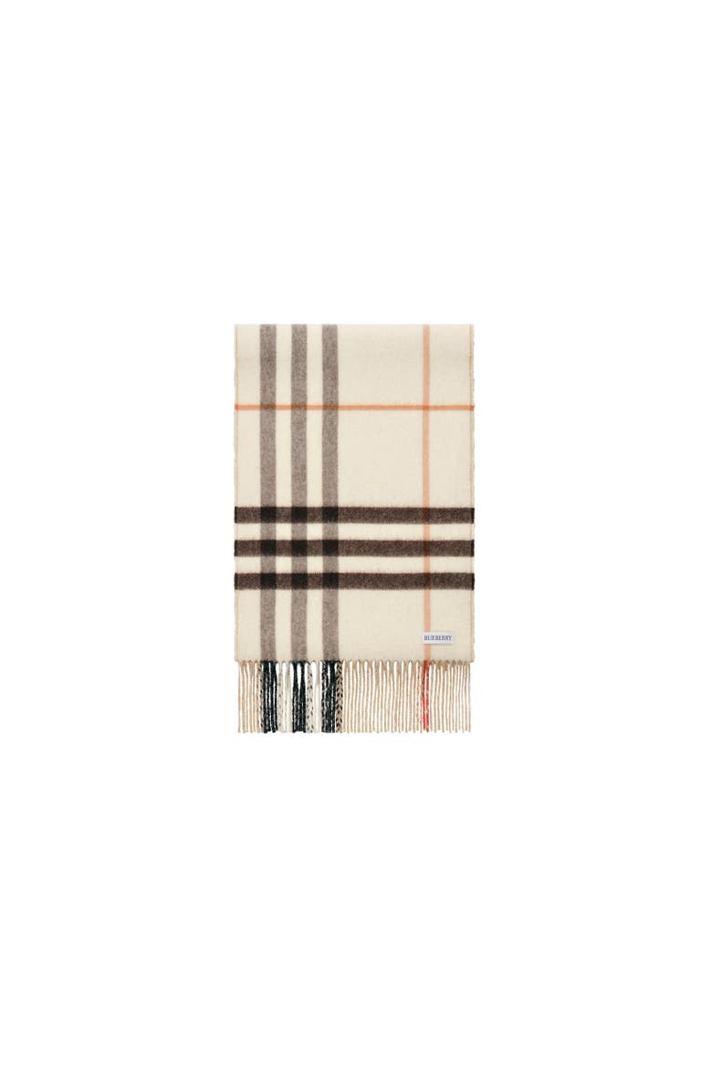 Reversible Check Cashmere Scarf, Alternate, color, Archive beige/pebble white