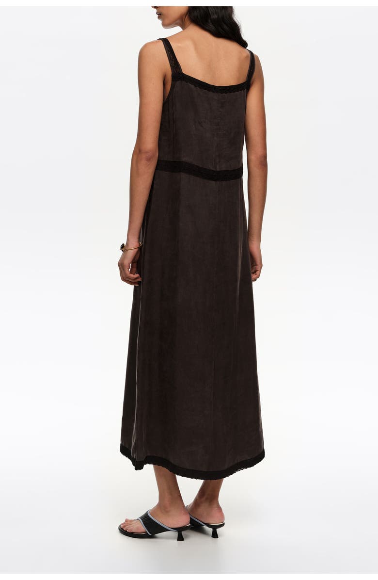 Bimba y Lola A-Line Dress With Buttons And Lace, Alternate, color, Washed Black