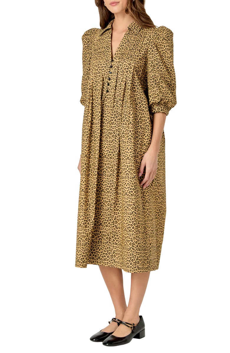 English Factory Leopard Collar Midi Dress, Alternate, color, 