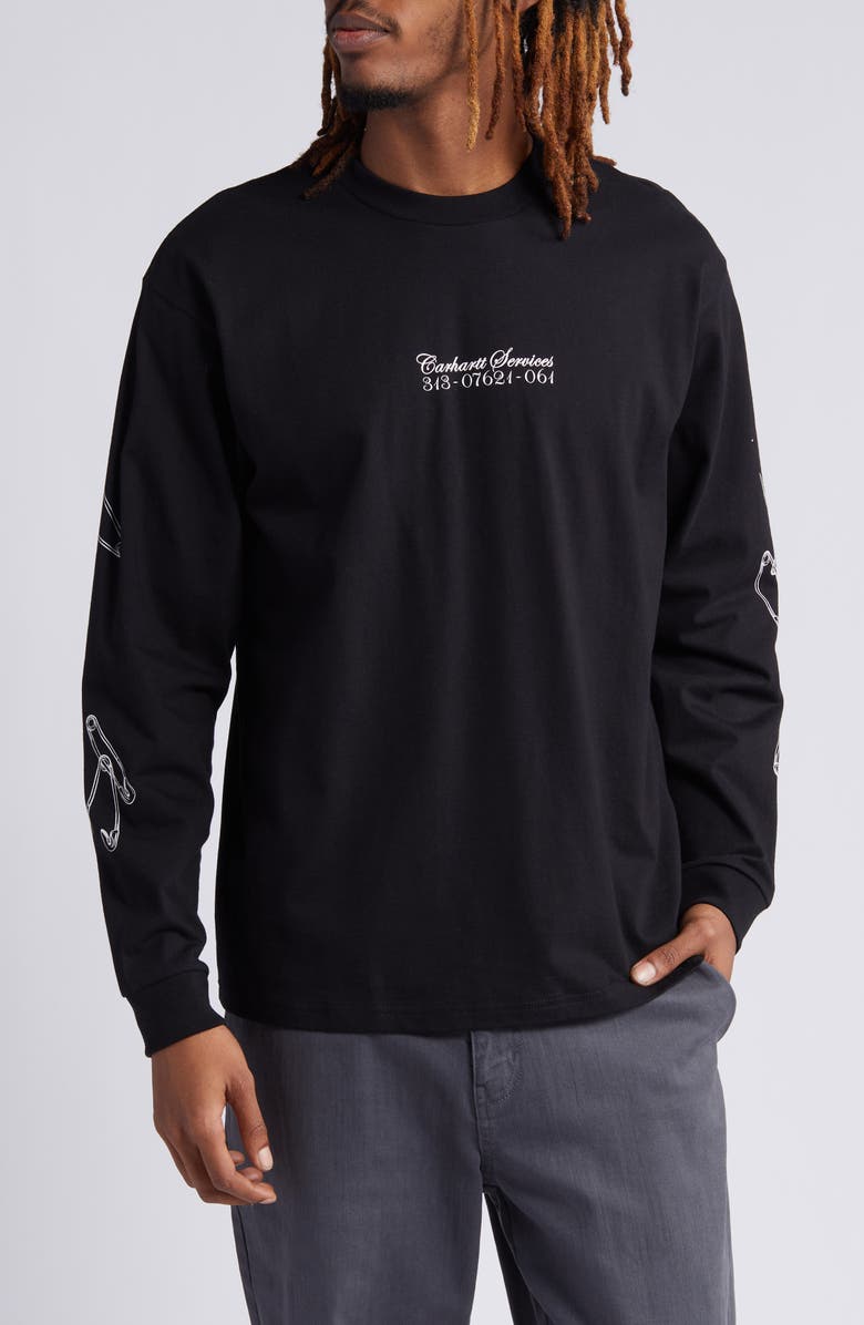 Carhartt Work In Progress Safety Pin Long Sleeve Organic Cotton Graphic T-Shirt, Main, color,