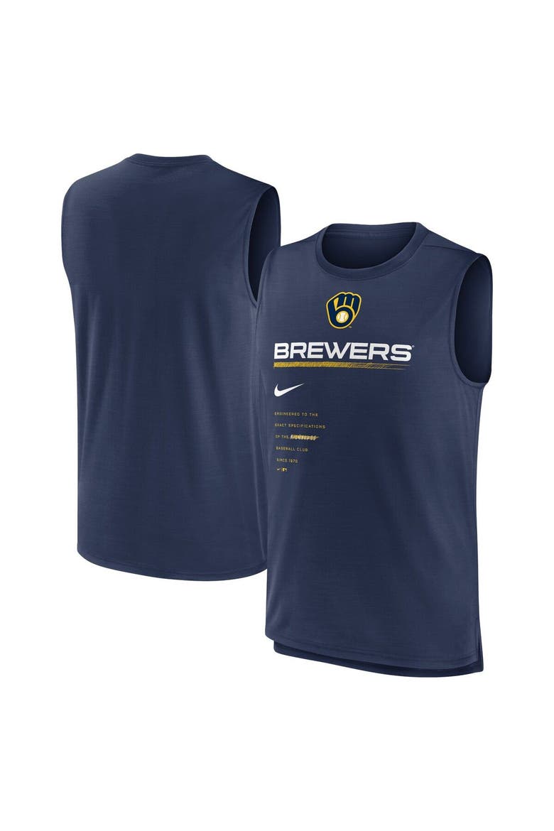 Men's Nike Navy Milwaukee Brewers Exceed Performance Tank Top, Main, color, Navy