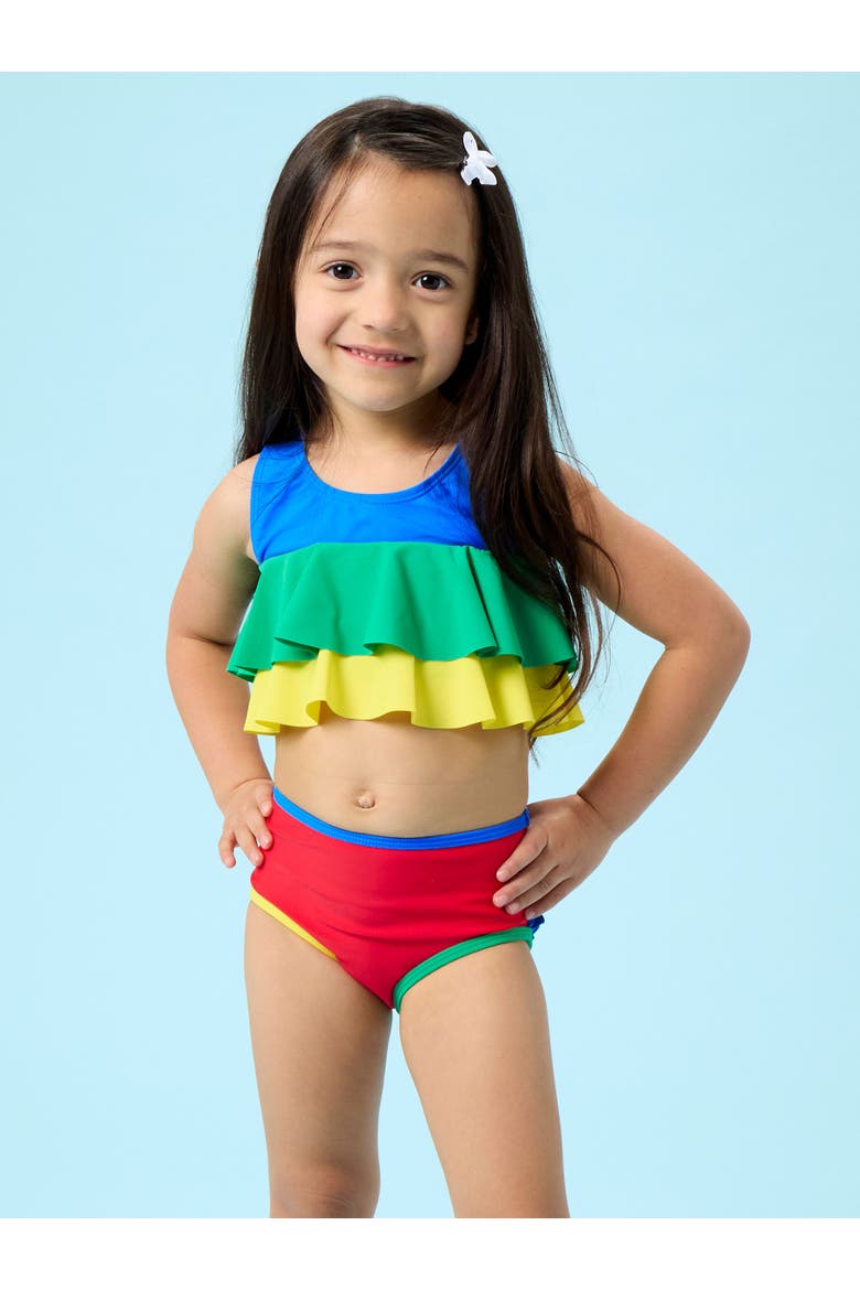 Girls Flounce Bikini, Alternate, color, Primary Color Block