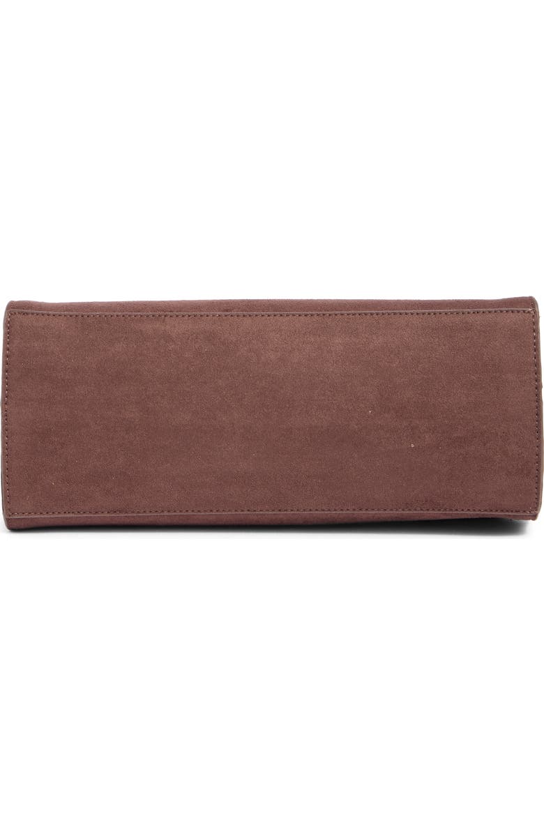 URBAN EXPRESSIONS HANDBAGS Faux Suede Double Buckle Satchel, Alternate, color, Chocolate