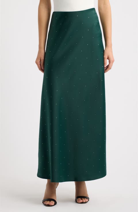 Embellished Bias Cut Maxi Skirt