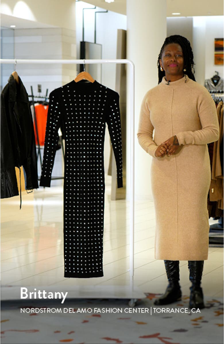 Heatseal Long Sleeve Knit Midi Dress, sales video thumbnail
