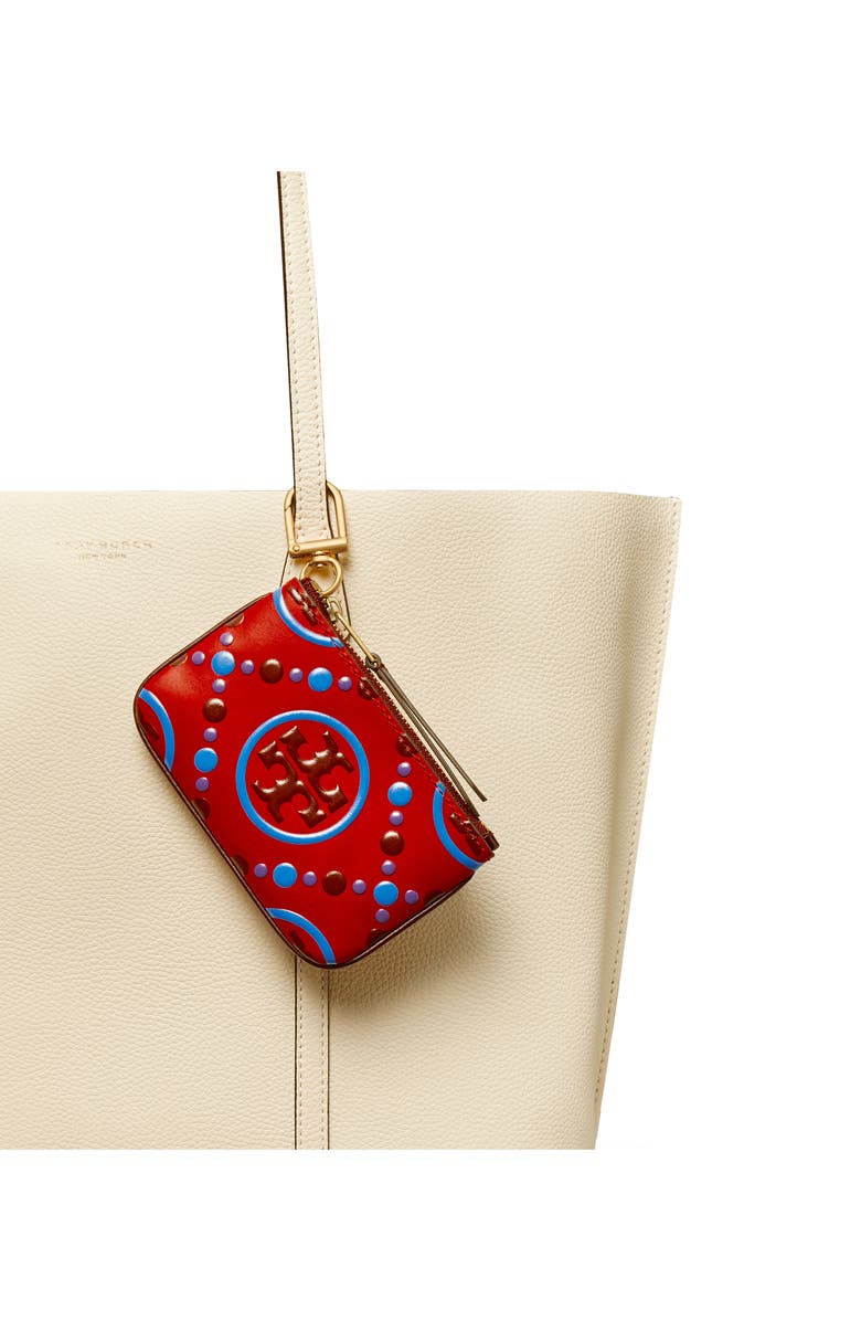 Tory Burch T Monogram Embossed Leather Card Case with Key Fob, Alternate, color, 