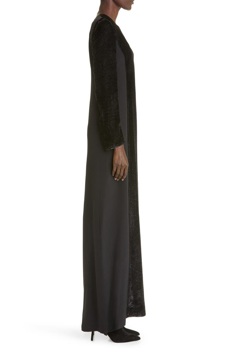Grid Devoré Sheath Gown, Alternate, color, 009 BLACK