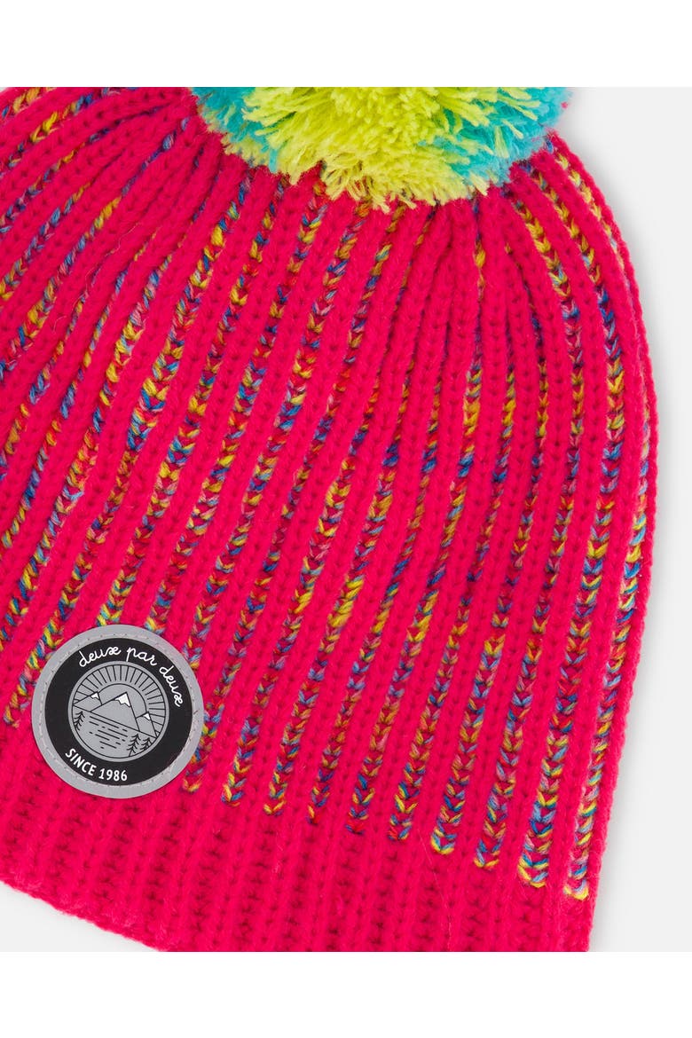 Girl's Knit Hat Pink And Multicolor, Alternate, color, Pink & Rainbow