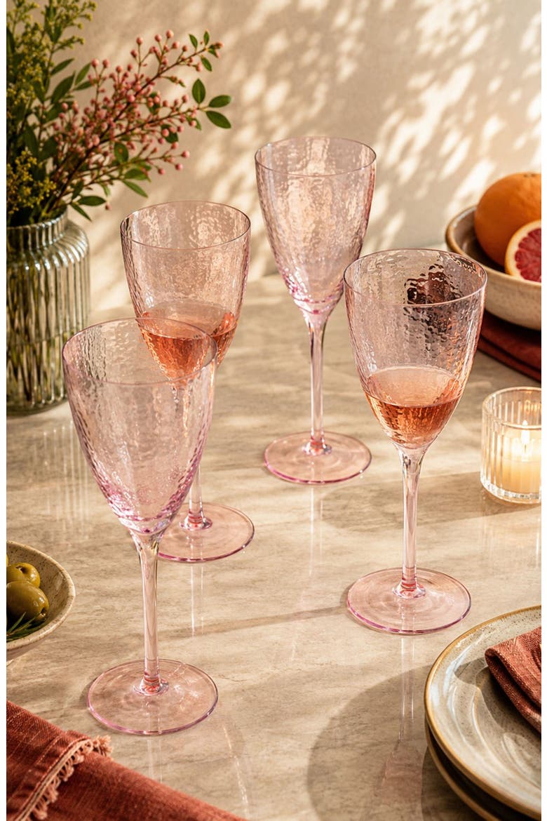 Set of 4 Aperitivo Red Wine Glasses, Alternate, color, PINK