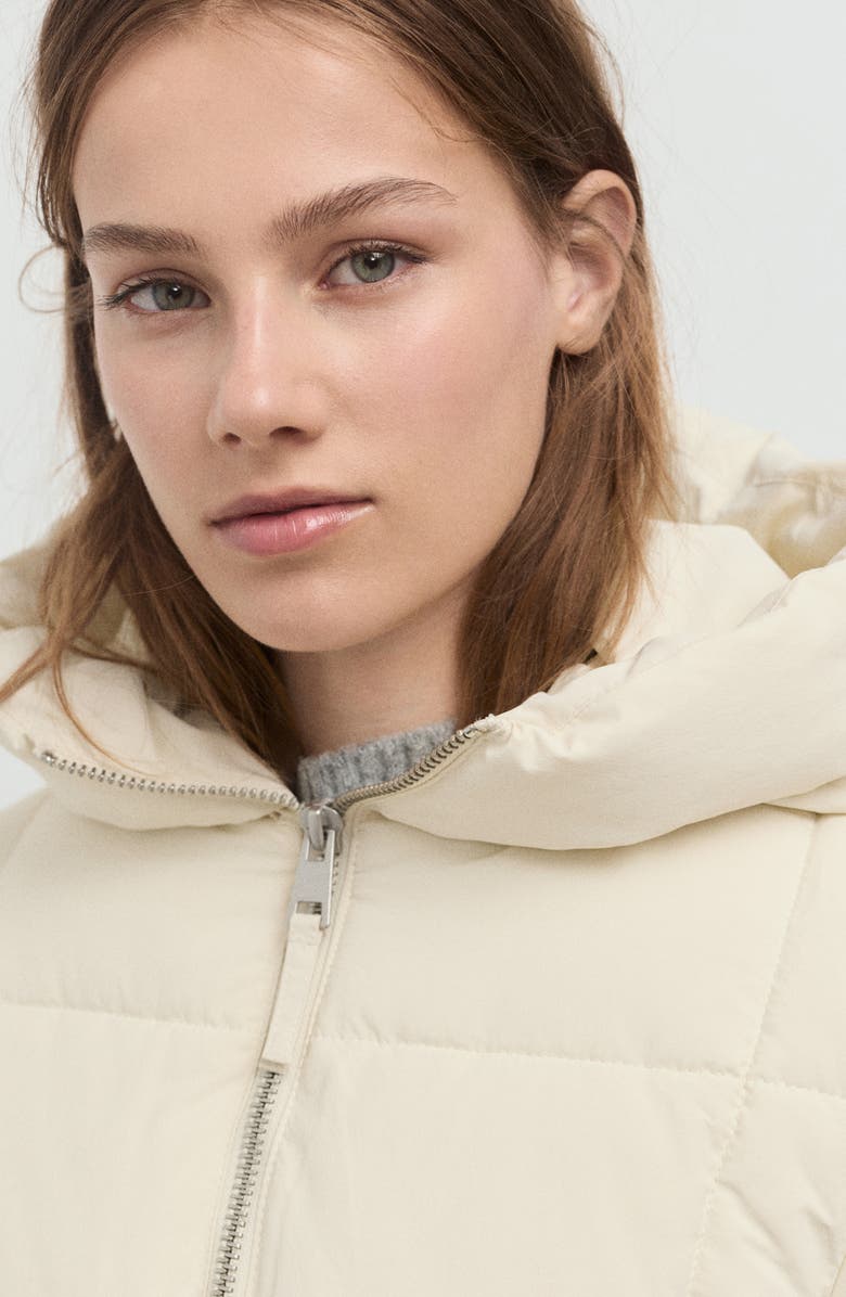 MANGO Quilted Hooded Puffer Coat, Alternate, color, Vanilla