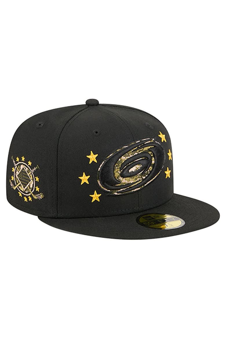 Men's New Era  Black Carolina Hurricanes Military Appreciation Digital Camo Stars 59FIFTY Fitted Hat, Main, color, Black