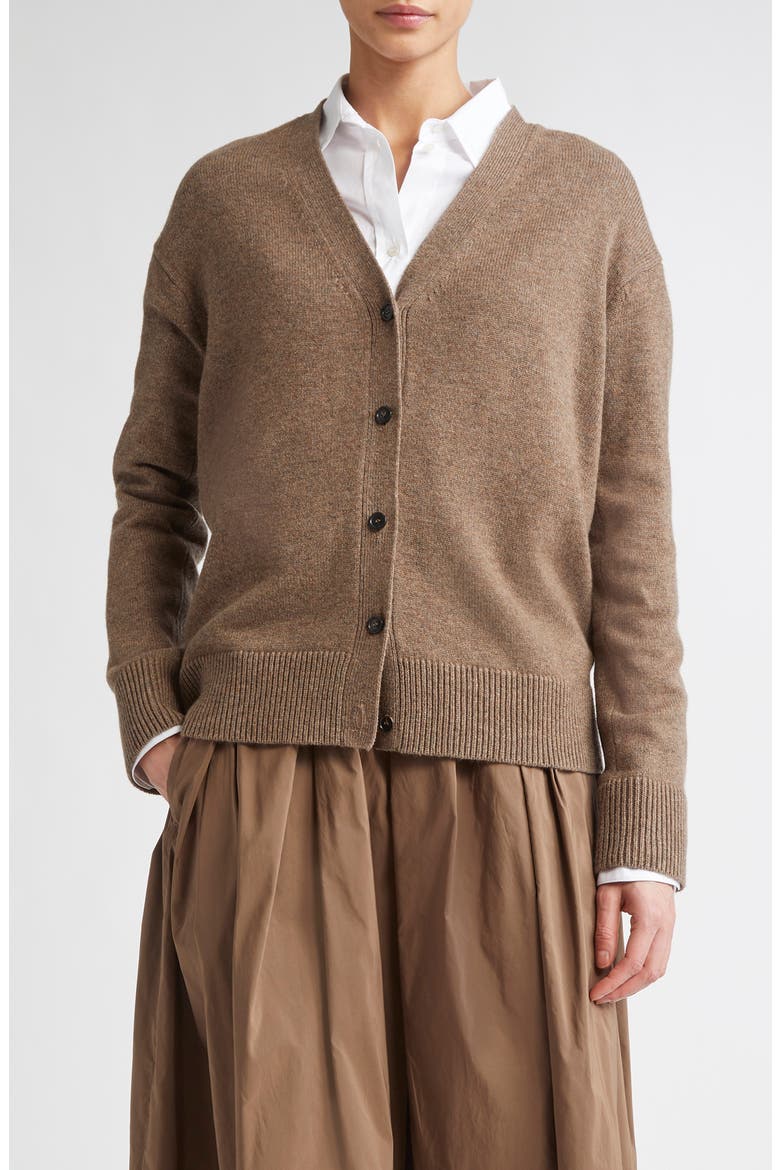 Cedro Relaxed Merino Wool & Cashmere Cardigan, Main, color, HAZELNUT BROWN