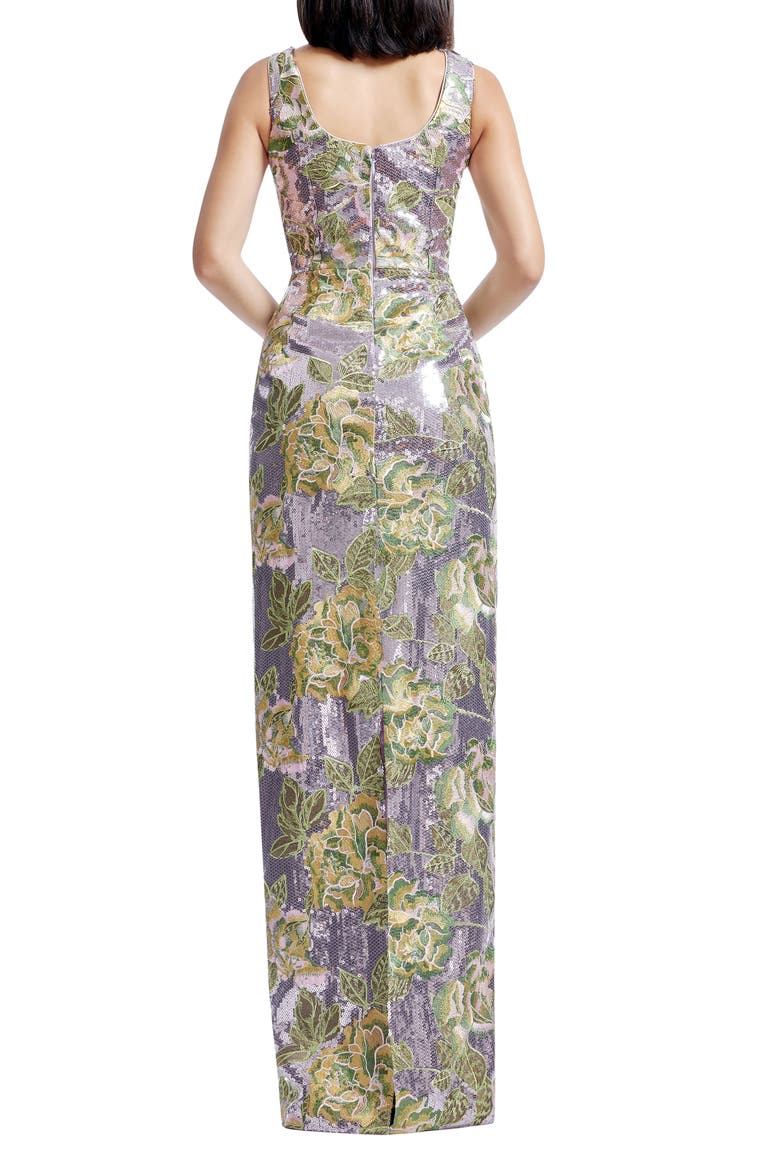 Goldie Embroidered Flower & Sequin Column Gown, Alternate, color, LILAC MULTI