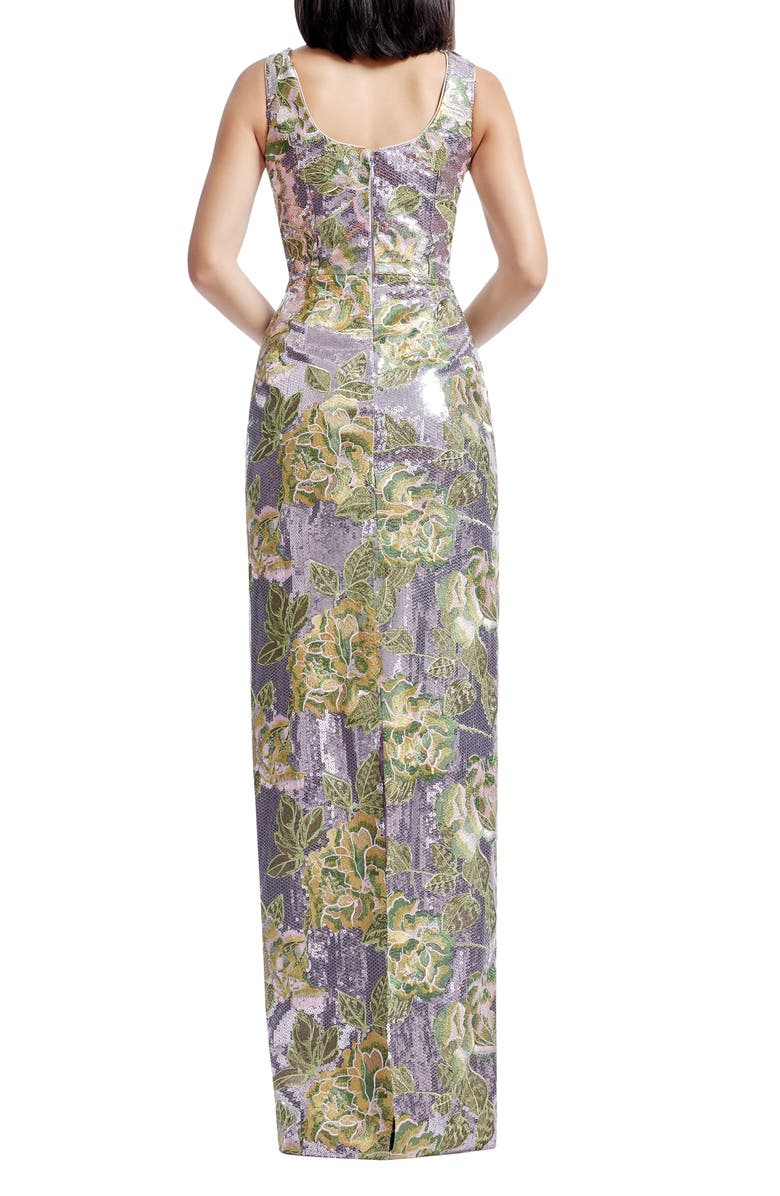 Dress the Population Goldie Embroidered Flower & Sequin Column Gown, Alternate, color, Lilac Multi