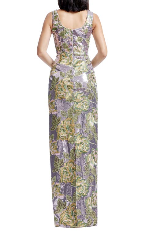 DRESS THE POPULATION DRESS THE POPULATION GOLDIE EMBROIDERED FLOWER & SEQUIN COLUMN GOWN
