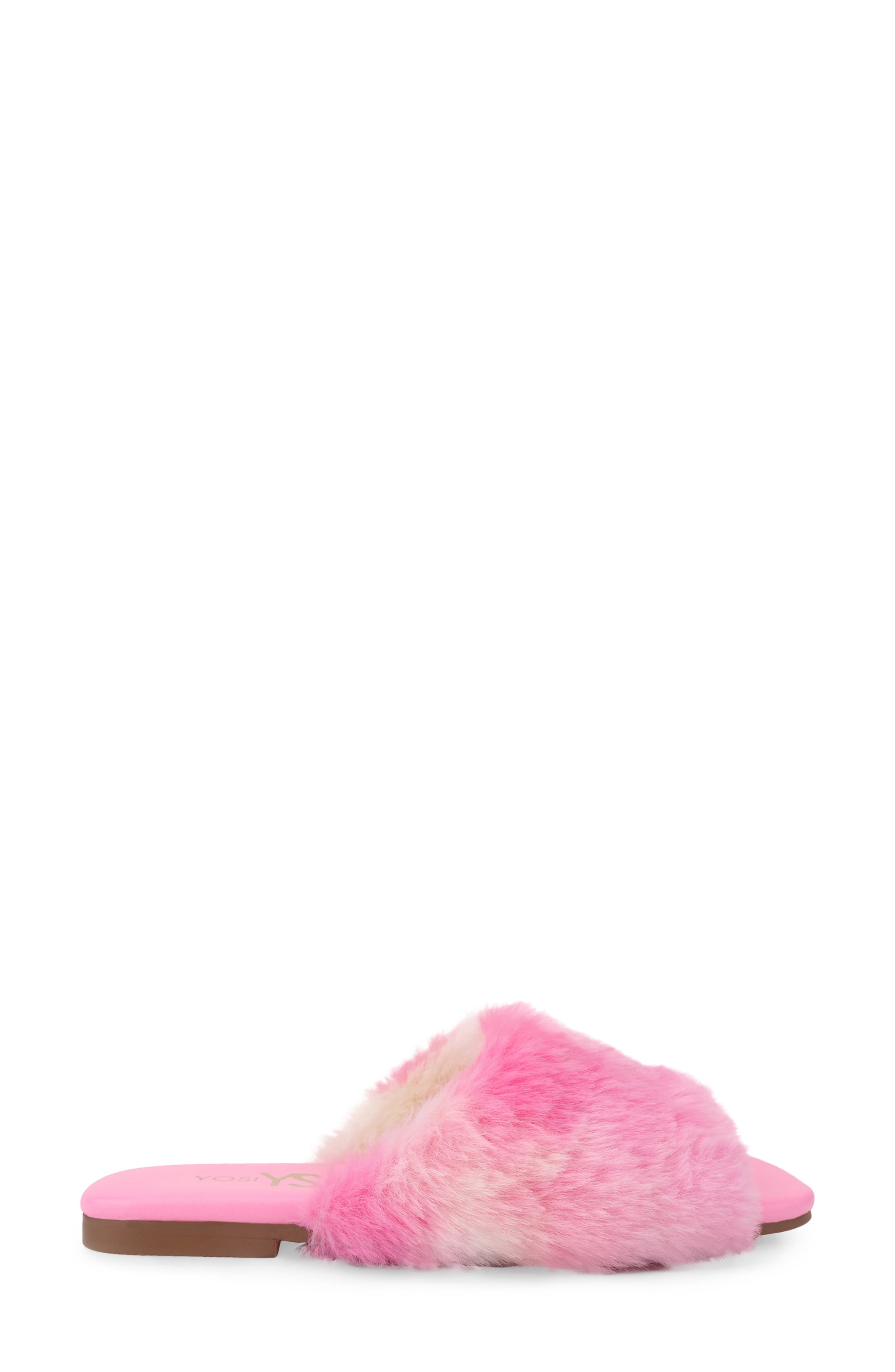 Yosi Samra Kids' Miss Nora Faux Fur Slide, Alternate, color, Pink