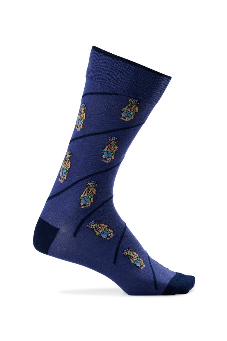 Big & Tall 2-pk Litchfield Mini Bear Crew Socks, Alternate, color, NAVY