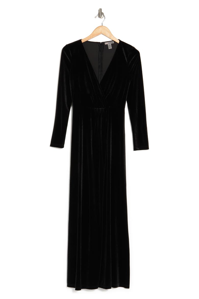 Long Sleeve Velvet Maxi Dress, Alternate, color, BLACK