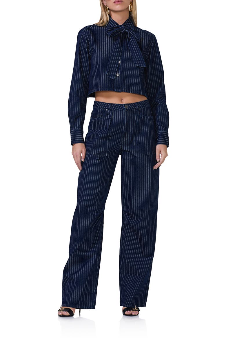 Rhett Pinstripe Wide Leg Carpenter Jeans, Alternate, color, DARK WASH