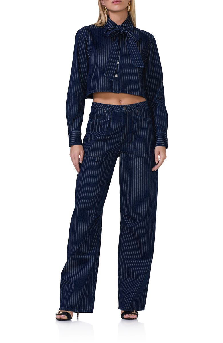 AFRM Rhett Pinstripe Wide Leg Carpenter Jeans, Alternate, color, 