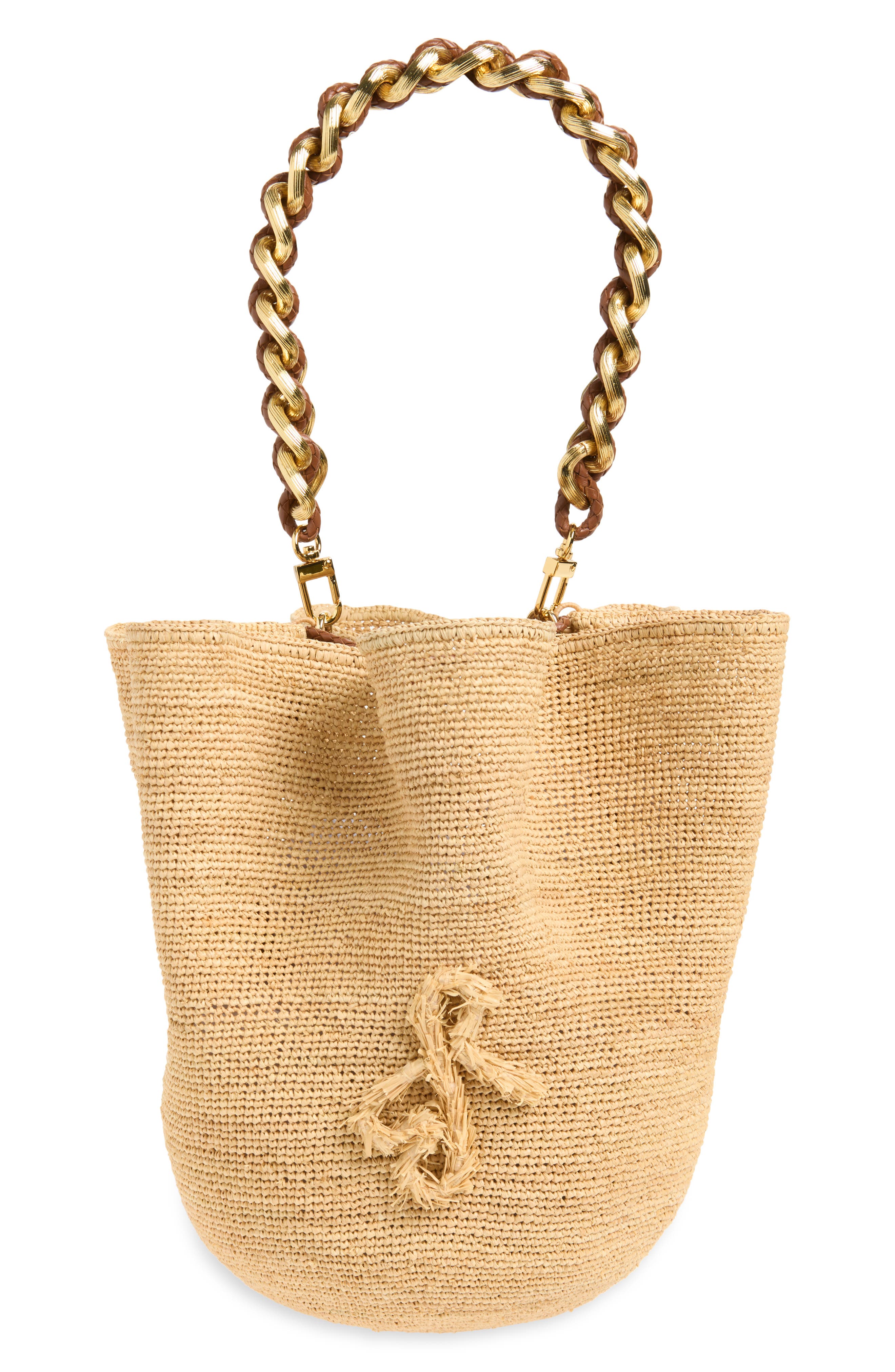 Ruslan Baginskiy Chain Strap Raffia Hat Bag, Main, color, Natural Straw