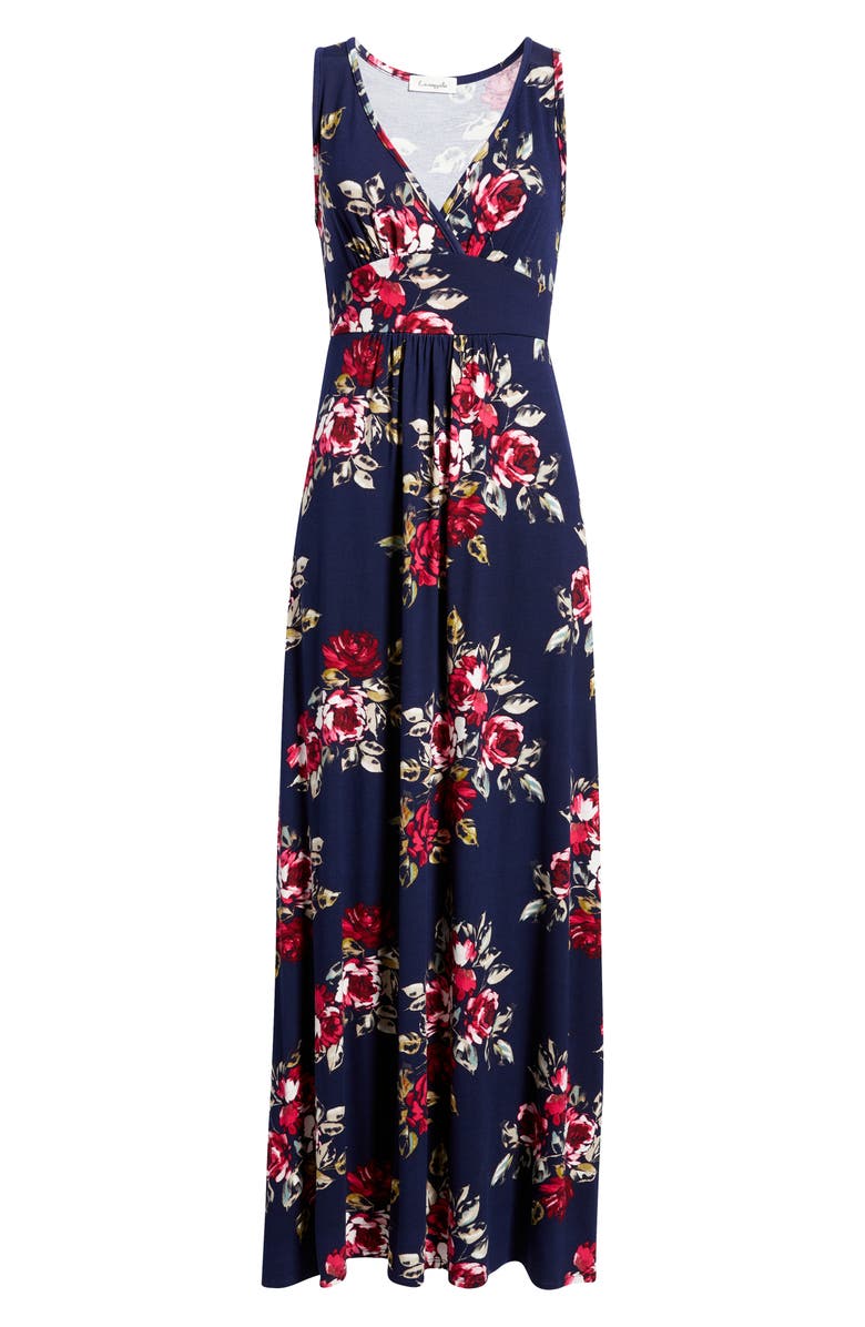 Loveappella Empire Waist Jersey Maxi Dress, Alternate, color, Navy