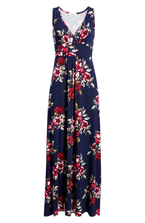 Loveappella Empire Waist Jersey Maxi Dress In Blue