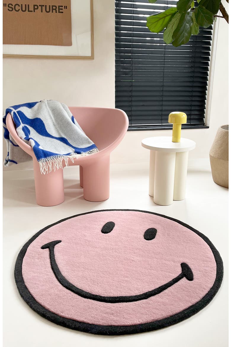 Smiley Rug, Alternate, color, PINK