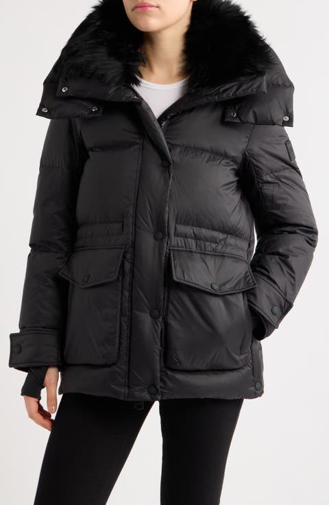 Scout Down Puffer Jacket with Genuine Tibetan Lamb Hair Trim