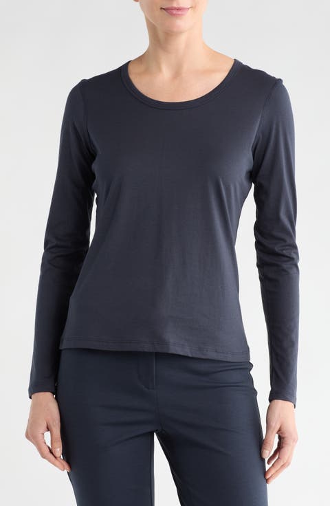 Junia Long Sleeve Pima Cotton T-Shirt (Regular & Petite)