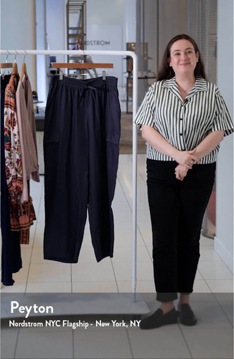 Cargo Silk Straight Leg Drawstring Pants, sales video thumbnail