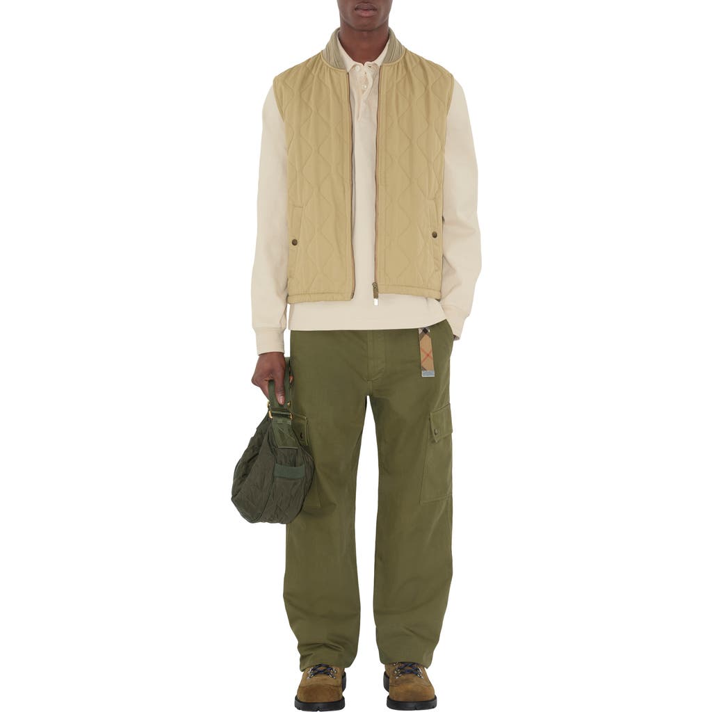 Burberry Quilted Gabardine Gilet In Brown