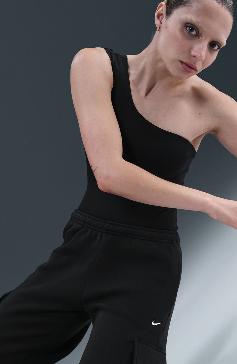 Nike Sportswear Phoenix Fleece Wide Leg Cargo Sweatpants, Alternate, color, Black/ Sail